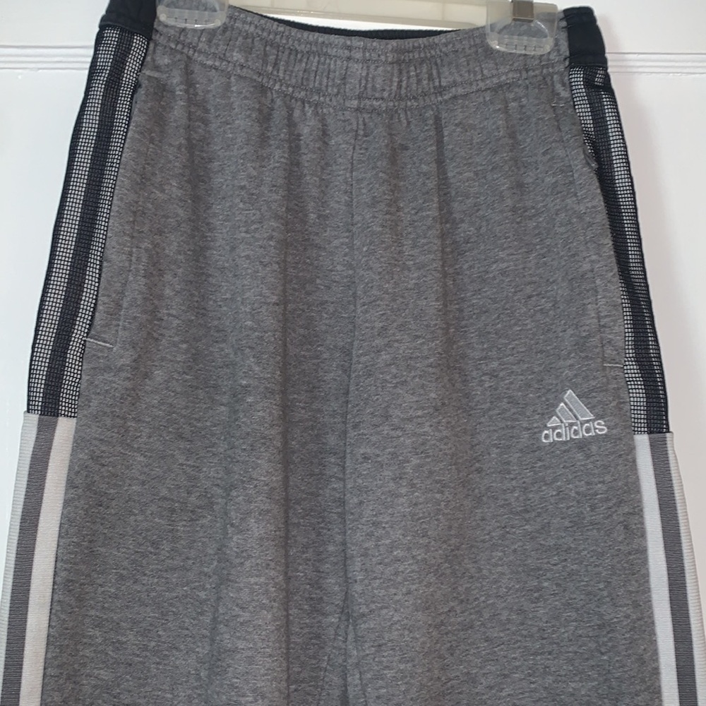 Adidas Gray Sweatpants w/Three-Stripe Design Medium 11/12 EUC - Picture 2 of 11